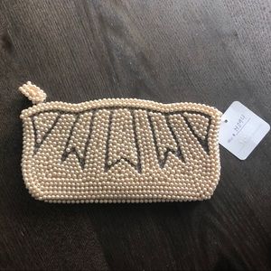 Vintage 1960’s Pearl & Silver Beaded Zipper Clutch